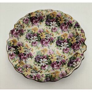 Royal Chintz Arnart 5th Ave Floral Scalloped Edge Plate 2695 Vintage Porcelain